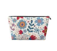 Floral Bleu et Rouge, Trousse de Toilette Trousse de Maquillage Sac à cosmétiques Trousse de Toilette de Voyage Portable