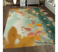 Floral Boho Lavable 140x200cm Tapis pour Salon Tapis de Feuille botanique Jaune pour Chambre à Coucher Salle à Manger à Poils Ras antidérapant sans Perte Grand