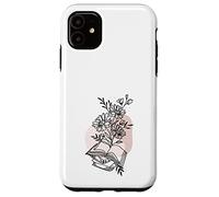 Floral Book & Bloom Bookish Lover Minimalist Line Art Floral Coque pour iPhone 11
