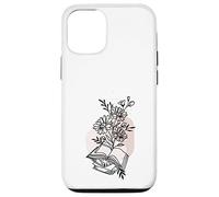 Floral Book & Bloom Bookish Lover Minimalist Line Art Floral Coque pour iPhone 12/12 Pro