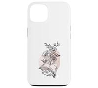 Floral Book & Bloom Bookish Lover Minimalist Line Art Floral Coque pour iPhone 13