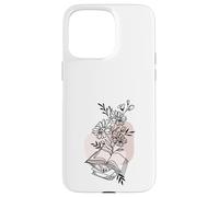Floral Book & Bloom Bookish Lover Minimalist Line Art Floral Coque pour iPhone 15 Pro Max