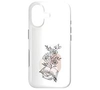 Floral Book & Bloom Bookish Lover Minimalist Line Art Floral Coque pour iPhone 17