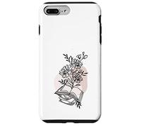 Floral Book & Bloom Bookish Lover Minimalist Line Art Floral Coque pour iPhone 7 Plus/8 Plus