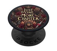 Floral Bookish Romantasy Just One More Chapter Reader PopSockets PopGrip Adhésif