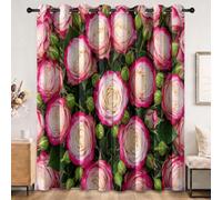 Floral Campagne Rideaux Occultant Roses Boutons Feuilles Rideau Occultant Thermiques Imprimé 150L x 280H cm Rose Blanc, Rideau Oeillets Opaque Draperie pour Salon Chambre Cuisine Fenêtre Lot de 2