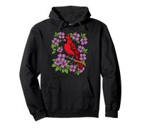 Floral Cardinal Rouge Bird Lover Flowers Birdwatching Birder Sweat à Capuche
