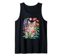 Floral Cat Design With Flowers For Cat Lovers Débardeur