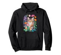 Floral Cat Design With Flowers For Cat Lovers Sweat à Capuche