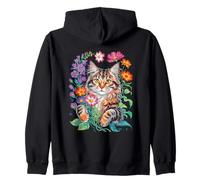 Floral Cat Design With Flowers For Cat Lovers Sweat à Capuche