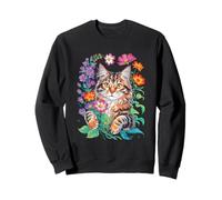 Floral Cat Design With Flowers For Cat Lovers Sweatshirt