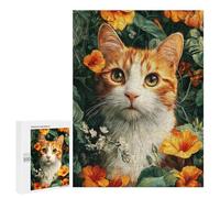 Floral Cat Portrait -4 Puzzle 1000 Pièces Educa Jouet en Bois Cadeau Unique Décoration Intérieure Jeu Éducatif Challenge Toy Adultes Et Enfants À Partir De 14 Ans 500 PCS