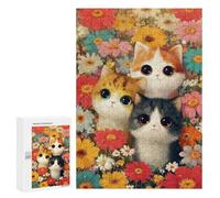 Floral Cat Trio-1 Puzzle 1000 Pièces Educa Jouet en Bois Cadeau Unique Décoration Intérieure Jeu Éducatif Challenge Toy Adultes Et Enfants À Partir De 14 Ans 300 PCS