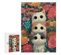 Floral Cat Trio Puzzle 1000 Pièces Educa Jouet en Bois Cadeau Unique Décoration Intérieure Jeu Éducatif Challenge Toy Adultes Et Enfants À Partir De 14 Ans 300 PCS