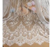floral chantilly para vestido de novia/boda, tela de mesa, manualidades, bricolaje, festón de adorno decorado para ropa o cortinas, blanco marfil/negro, 300 cm x 150 cm