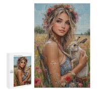 Floral Crown Rabbit Hunter Puzzle 1000 Pièces Educa Jouet en Bois Cadeau Unique Décoration Intérieure Jeu Éducatif Challenge Toy Adultes Et Enfants À Partir De 14 Ans 1000 PCS