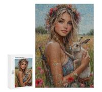 Floral Crown Rabbit Hunter Puzzle 300 Pièces Educa Jouet en Bois Cadeau Unique Décoration Intérieure Jeu Éducatif Challenge Toy Adultes Et Enfants À Partir De 14 Ans 300 PCS