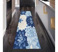 Floral Dahlia Tapis de Passage 50 x 280 cm, Botanique Fleur Tapis Couloir Long Absorbant Carpet de Passage Antidérapant Paillasson Interieur Entrée pour Salon Bureau
