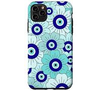 Floral Daisies Evil Eye Turkish Arabesque Eyeball Teal Coque pour iPhone 11 Pro Max