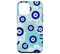 Floral Daisies Evil Eye Turkish Arabesque Eyeball Teal Coque pour iPhone 12 Mini