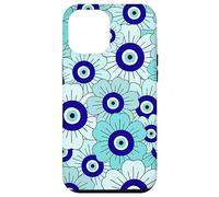 Floral Daisies Evil Eye Turkish Arabesque Eyeball Teal Coque pour iPhone 12 Pro Max