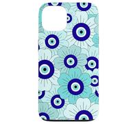 Floral Daisies Evil Eye Turkish Arabesque Eyeball Teal Coque pour iPhone 13