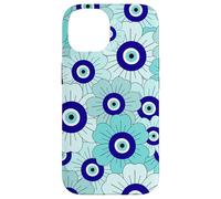 Floral Daisies Evil Eye Turkish Arabesque Eyeball Teal Coque pour iPhone 14