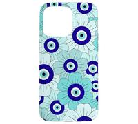 Floral Daisies Evil Eye Turkish Arabesque Eyeball Teal Coque pour iPhone 15 Pro Max