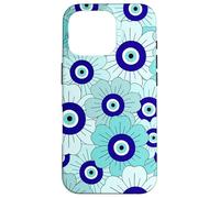 Floral Daisies Evil Eye Turkish Arabesque Eyeball Teal Coque pour iPhone 16 Pro