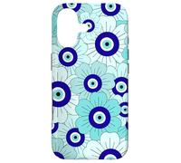 Floral Daisies Evil Eye Turkish Arabesque Eyeball Teal Coque pour iPhone 17