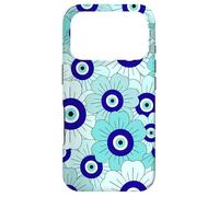 Floral Daisies Evil Eye Turkish Arabesque Eyeball Teal Coque pour iPhone 17 Pro