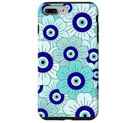 Floral Daisies Evil Eye Turkish Arabesque Eyeball Teal Coque pour iPhone 7 Plus/8 Plus