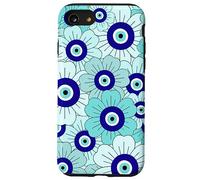 Floral Daisies Evil Eye Turkish Arabesque Eyeball Teal Coque pour iPhone SE (2020) / 7/8