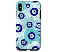 Floral Daisies Evil Eye Turkish Arabesque Eyeball Teal Coque pour iPhone XS Max