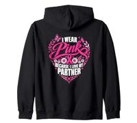 Floral de Sensibilisation au Cancer du Sein « Je Porte du Rose pour Mon Partenaire » Sweat à Capuche