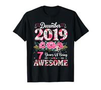 Floral Décembre 2019 7-Year-Old 7th Birthday Men 7 Years T-Shirt