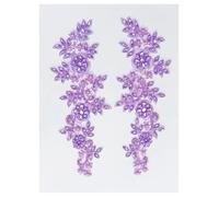 Floral Dentelle Applique 1 paire de patchs en dentelle et strass 3D verre for robe mariée, vêtements, costumes, chambre(Light purple)