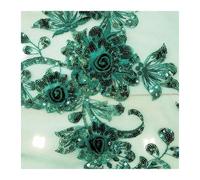Floral Dentelle Applique Patch brodé à paillettes vertes, coudre, en dentelle, for robe de mariée, décoration DIY(Green)