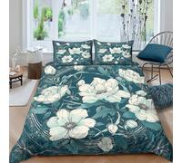 Floral Design Parure de Lit Microfibre 3 pièces Imprimé en 3D Hypoallergique Art Nouveau Style de Flowers Housse de Couette avec Fermeture Éclair Ultra Douce for Couple Single（135x200cm）