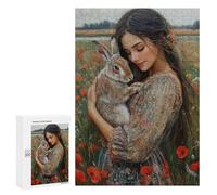 Floral Dress with Rabbit in Field Puzzle 300 Pièces Educa Jouet en Bois Cadeau Unique Décoration Intérieure Jeu Éducatif Challenge Toy Adultes Et Enfants À Partir De 14 Ans 300 PCS