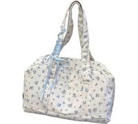 Floral Duffle Bag, Large Capacity Flower Tote 9.06x4.33in Waterproof Shoulder Purse Stylish, Bow Design Soft Lightweight Storage, Cute Carry Luggage Storage for Beach