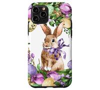 Floral Easter Bunny Wreath Decor for Women Cute Easter Day Coque pour iPhone 11 Pro