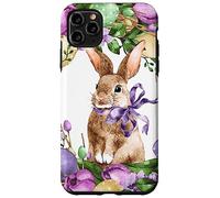 Floral Easter Bunny Wreath Decor for Women Cute Easter Day Coque pour iPhone 11 Pro Max