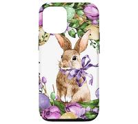 Floral Easter Bunny Wreath Decor for Women Cute Easter Day Coque pour iPhone 12/12 Pro
