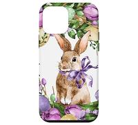 Floral Easter Bunny Wreath Decor for Women Cute Easter Day Coque pour iPhone 12 Mini