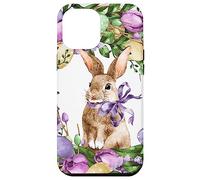 Floral Easter Bunny Wreath Decor for Women Cute Easter Day Coque pour iPhone 12 Pro Max