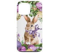 Floral Easter Bunny Wreath Decor for Women Cute Easter Day Coque pour iPhone 13 Pro Max