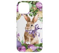 Floral Easter Bunny Wreath Decor for Women Cute Easter Day Coque pour iPhone 14