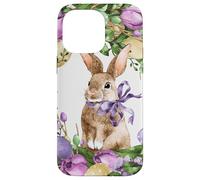 Floral Easter Bunny Wreath Decor for Women Cute Easter Day Coque pour iPhone 14 Pro Max