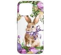Floral Easter Bunny Wreath Decor for Women Cute Easter Day Coque pour iPhone 16 Pro